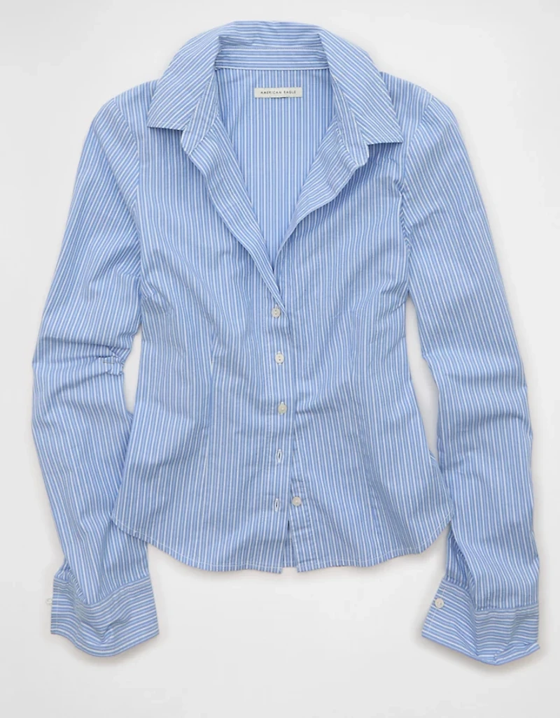 Chemise boutonnée ajustée à manchettes larges AE