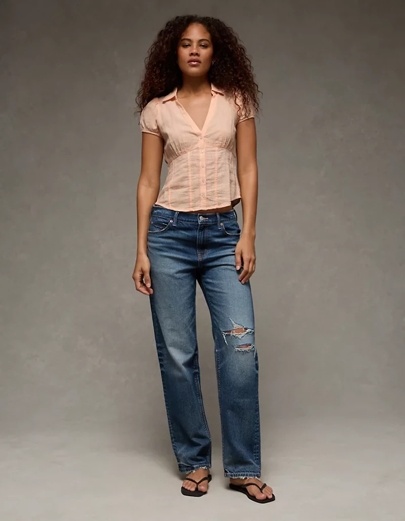 AE Fitted Button-Up Blouse