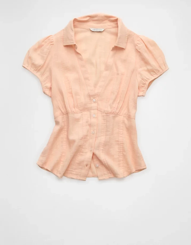 AE Fitted Button-Up Blouse