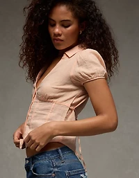 AE Fitted Button-Up Blouse