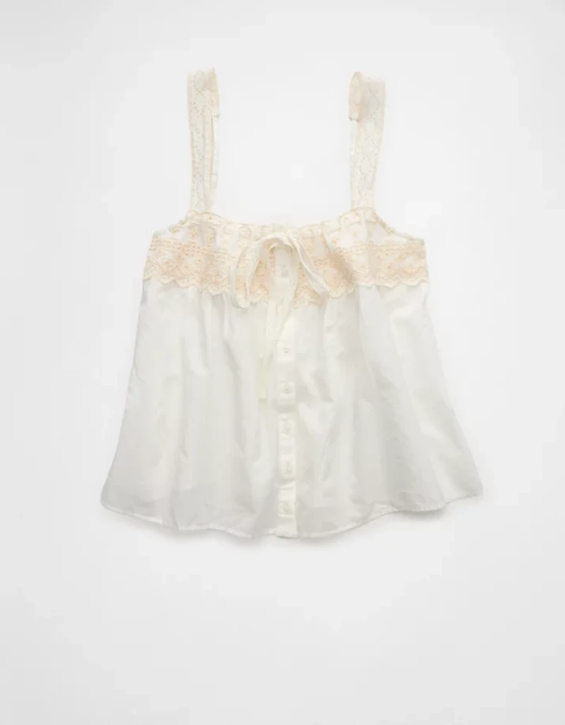 AE x Stagecoach Eyelet Tie-Front Tank Top