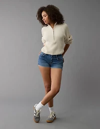 AE Next Level Curvy Ripped High-Waisted Denim Short