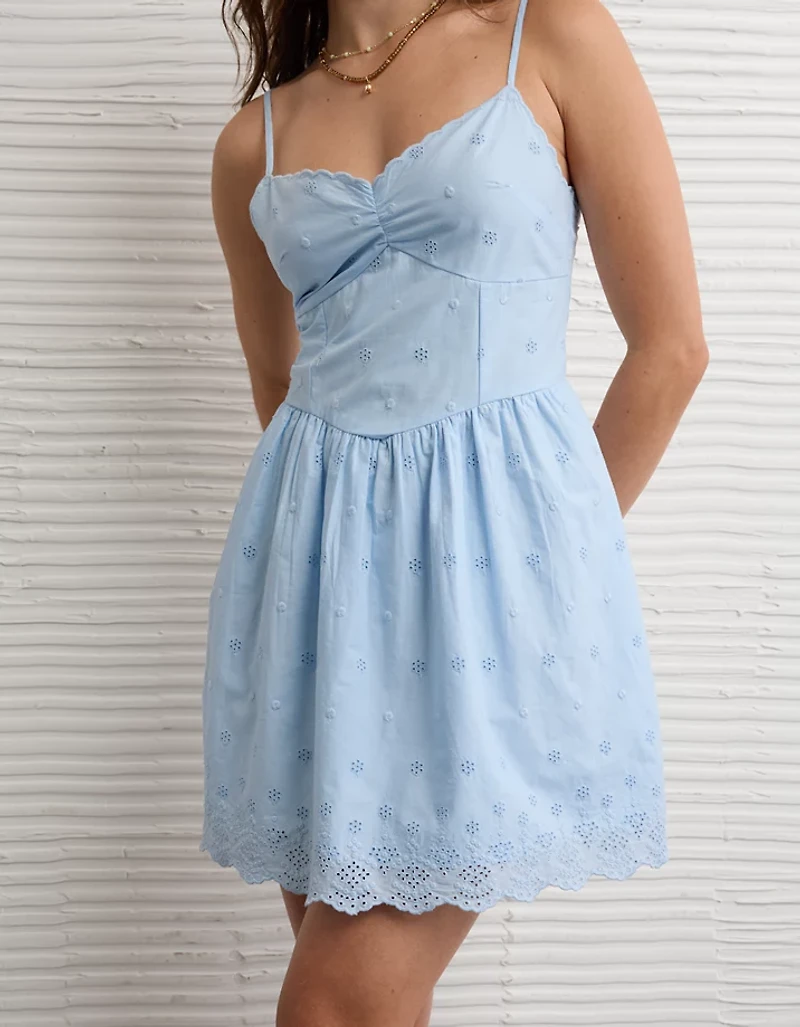 AE V-Neck Embroidered Mini Dress