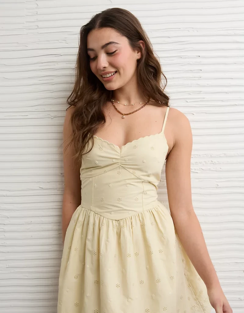 AE V-Neck Embroidered Mini Dress