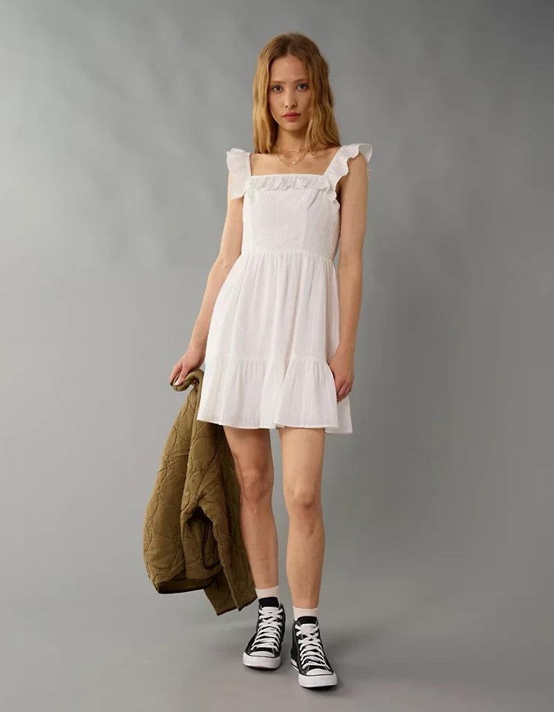 AE Square Neck Ruffle Tiered Mini Dress