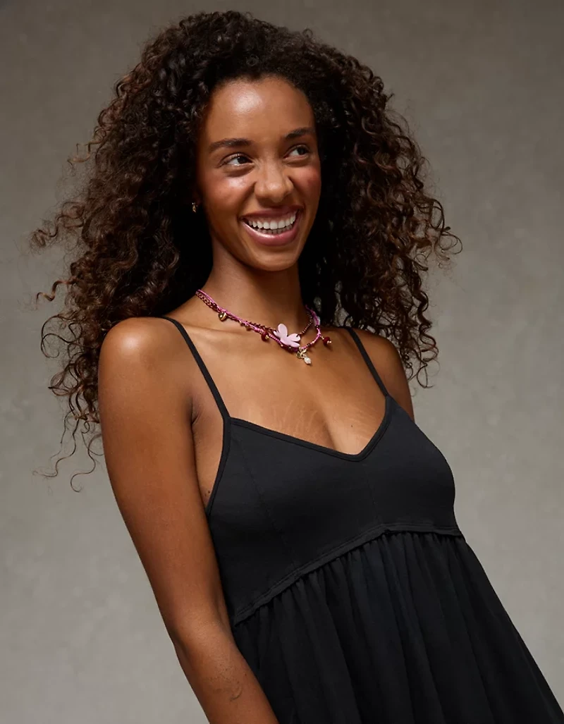 AE Babydoll Sunchaser V-Neck Knit Mini Dress
