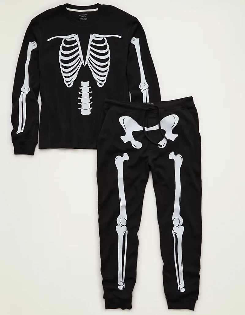 AEO Halloween Skeleton Waffle Lounge Set