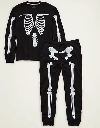 AEO Halloween Skeleton Waffle Lounge Set