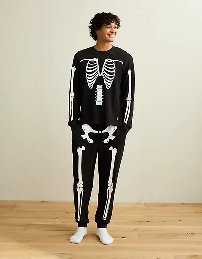 AEO Halloween Skeleton Waffle Lounge Set