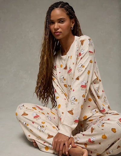 Pyjama pelucheux à manches longues et pantalon d’automne Snoopy Luxe AE