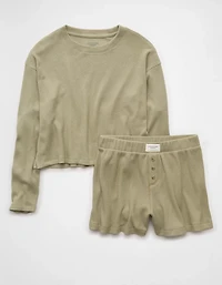 AE Luxe Plush Waffle Tee + Short Lounge Set
