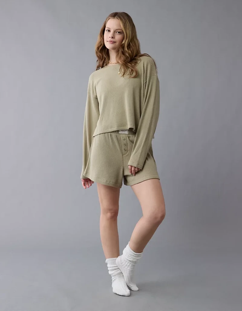 AE Luxe Plush Waffle Tee + Short Lounge Set