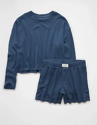 Ensemble de détente t-shirt et short gaufrés pelucheux Luxe AE