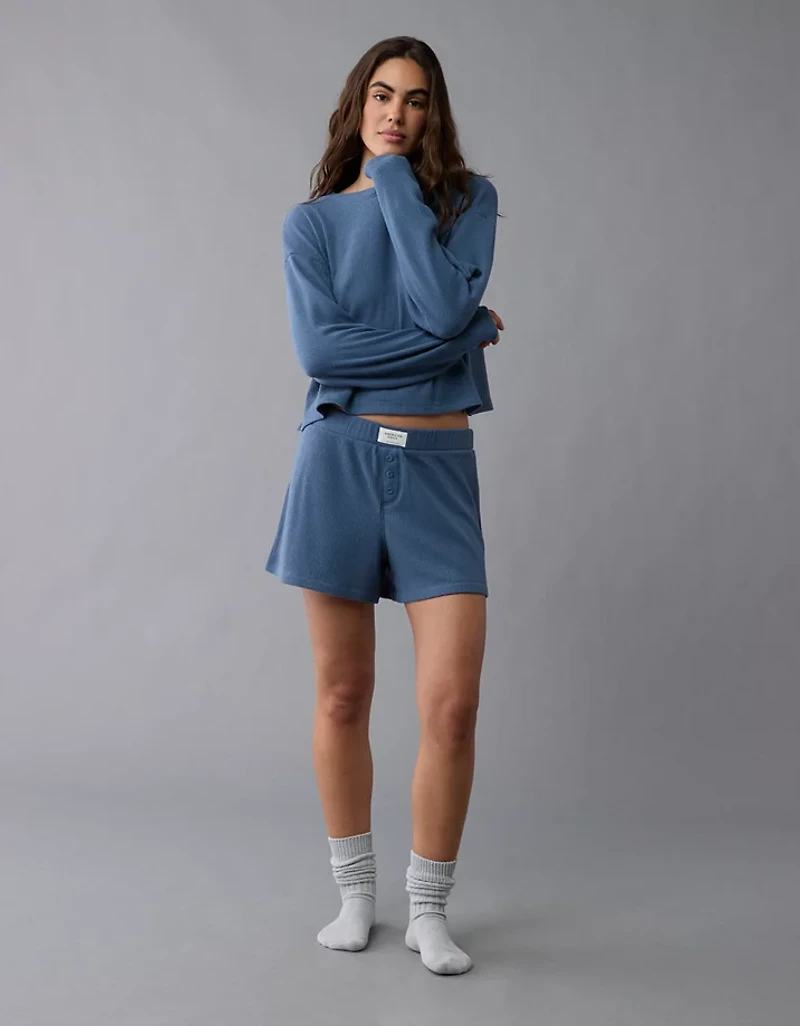 Ensemble de détente t-shirt et short gaufrés pelucheux Luxe AE