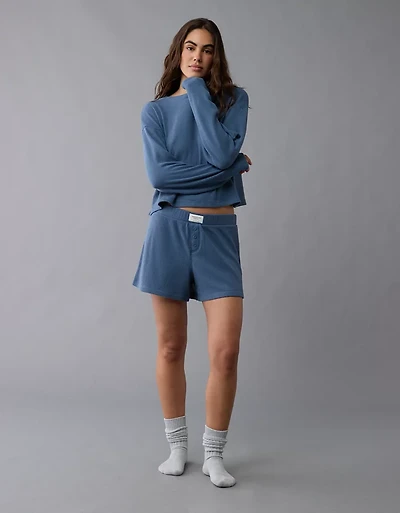 Ensemble de détente t-shirt et short gaufrés pelucheux Luxe AE