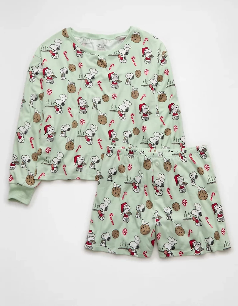 AE Luxe Plush Snoopy Holiday PJ Set