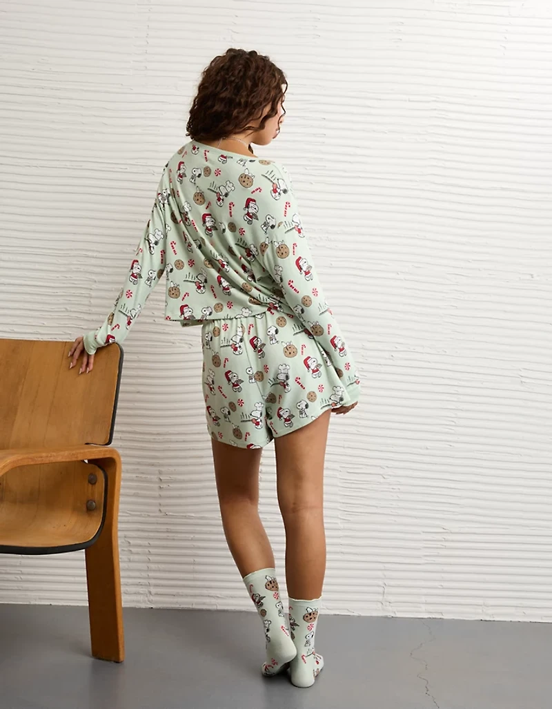 AE Luxe Plush Snoopy Holiday PJ Set