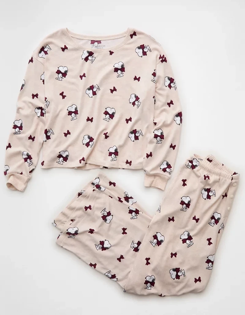 AE Luxe Plush Snoopy Long-Sleeve & Pant PJ Set