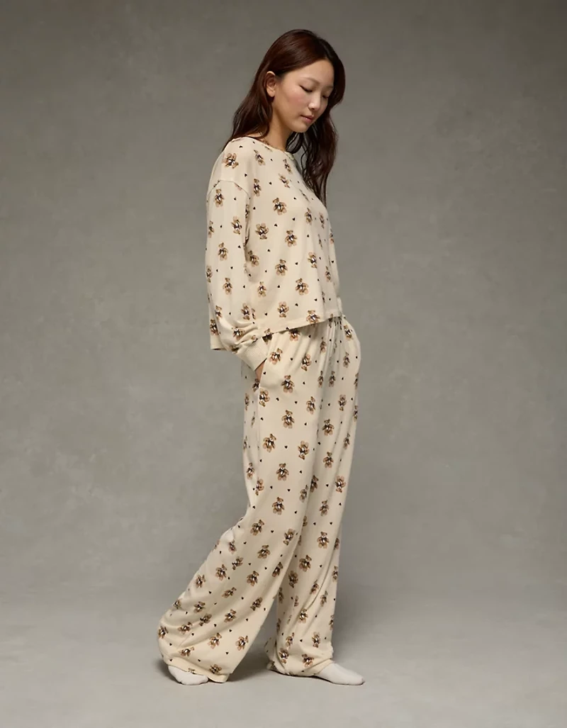 Pyjama pelucheux à manches longues et pantalon Luxe AE