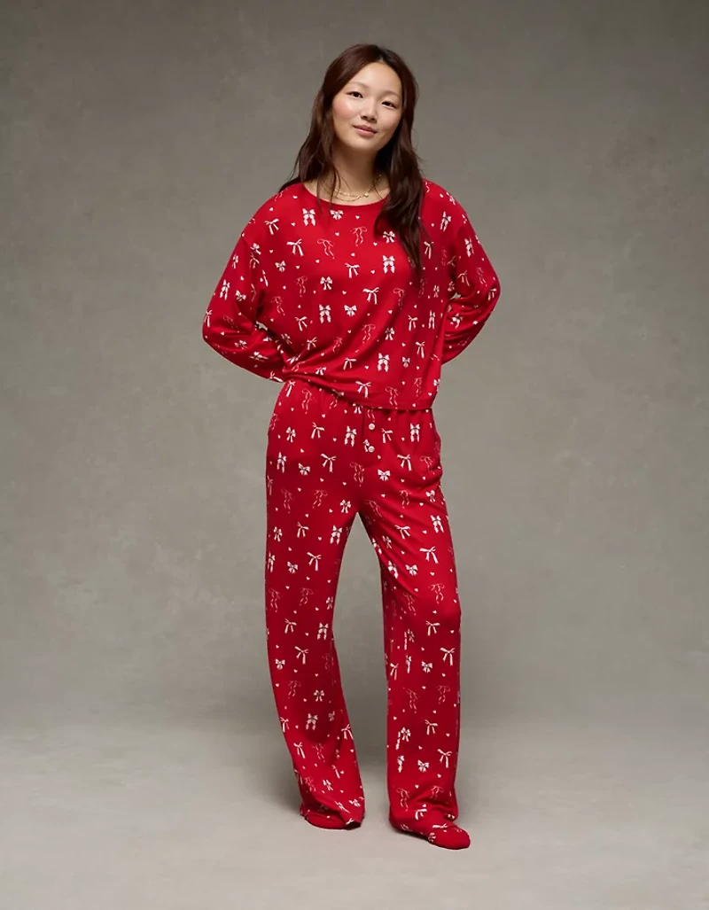 Pyjama pelucheux à manches longues et pantalon Luxe AE