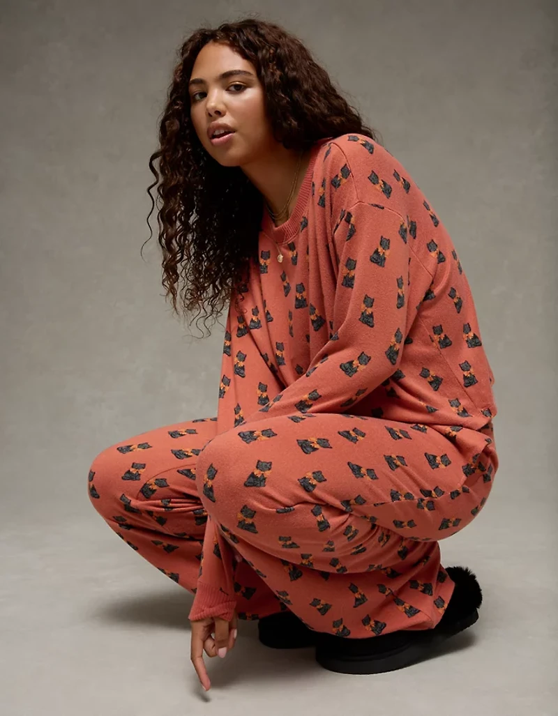 Pyjama pelucheux à manches longues et pantalon d’Halloween AE