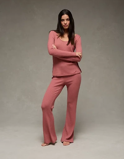 AE Long Sleeve T-Shirt + Flare Pant Lounge Set
