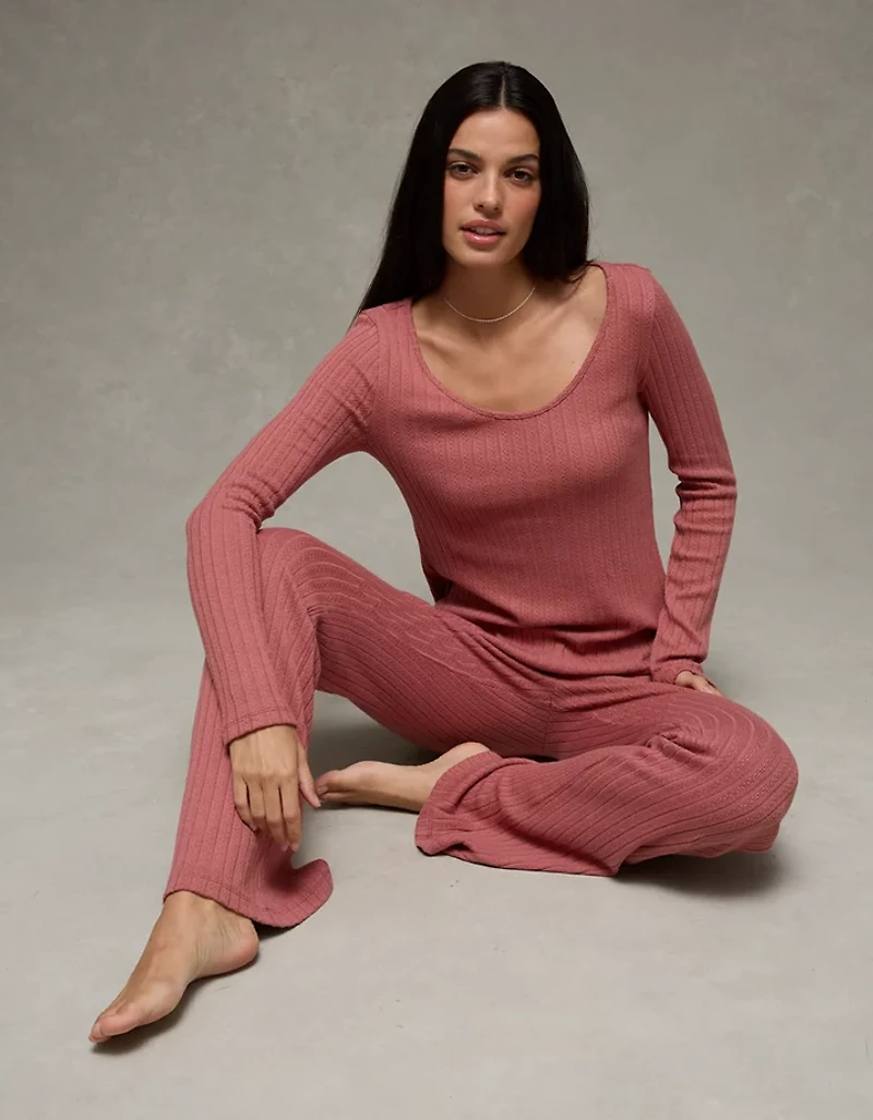 AE Long Sleeve T-Shirt + Flare Pant Lounge Set