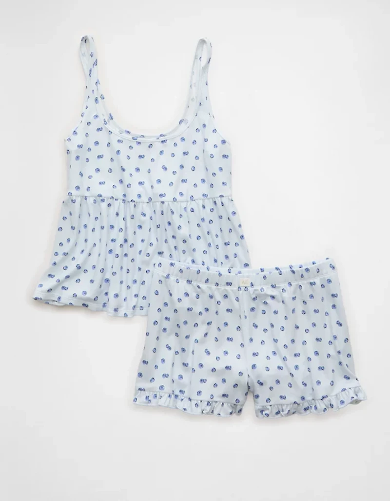 AE Luxe Plush Ruffled PJ Set