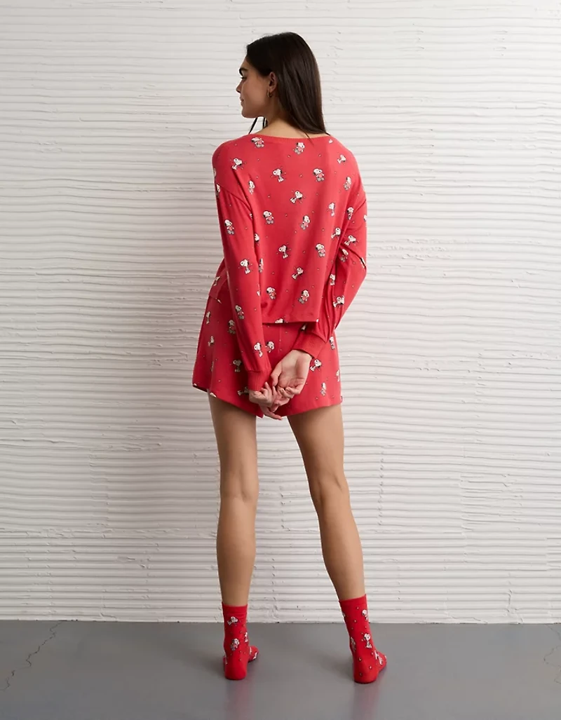 AE Luxe Plush Snoopy Valentine's Day PJ Set