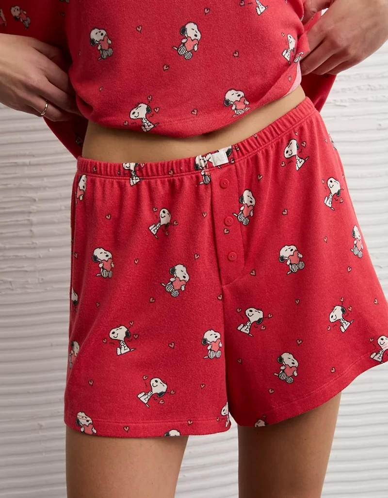AE Luxe Plush Snoopy Valentine's Day PJ Set