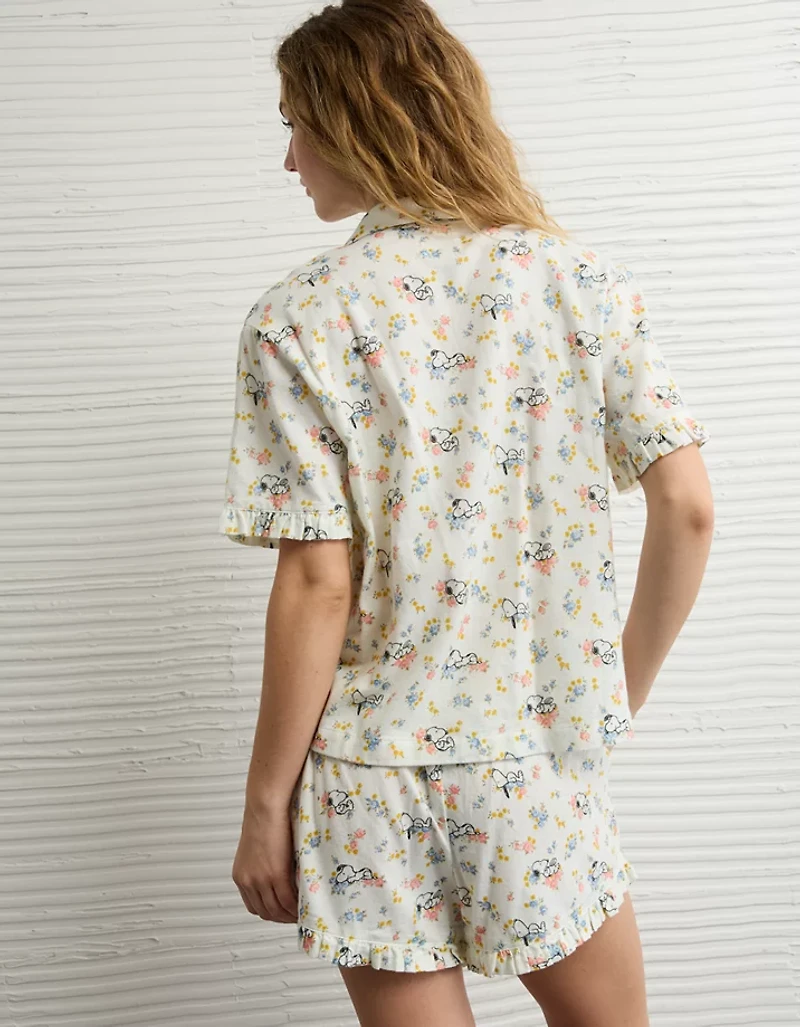 AE Snoopy Ruffled Flannel PJ Set