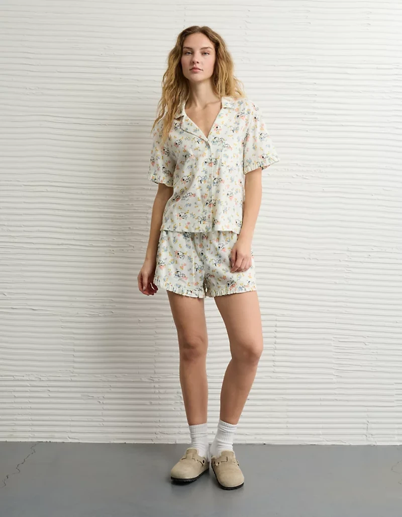 AE Snoopy Ruffled Flannel PJ Set