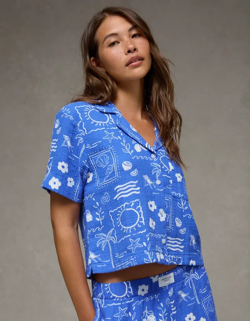 AE Cotton Gauze Short-Sleeve PJ Set