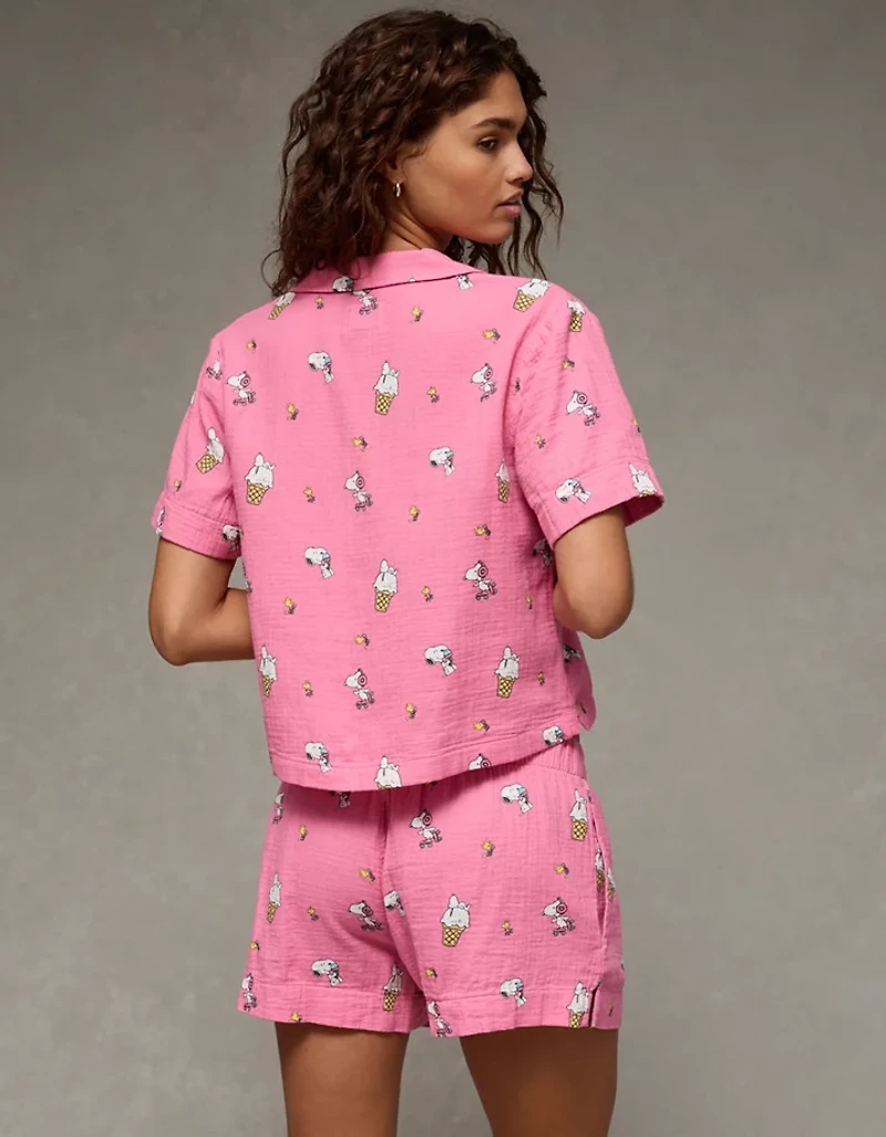 AE Snoopy Cotton Gauze Short-Sleeve PJ Set