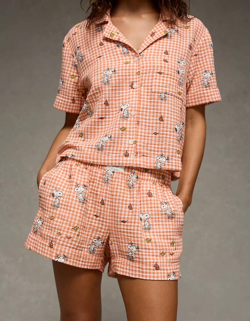 AE Snoopy Cotton Gauze Short-Sleeve PJ Set