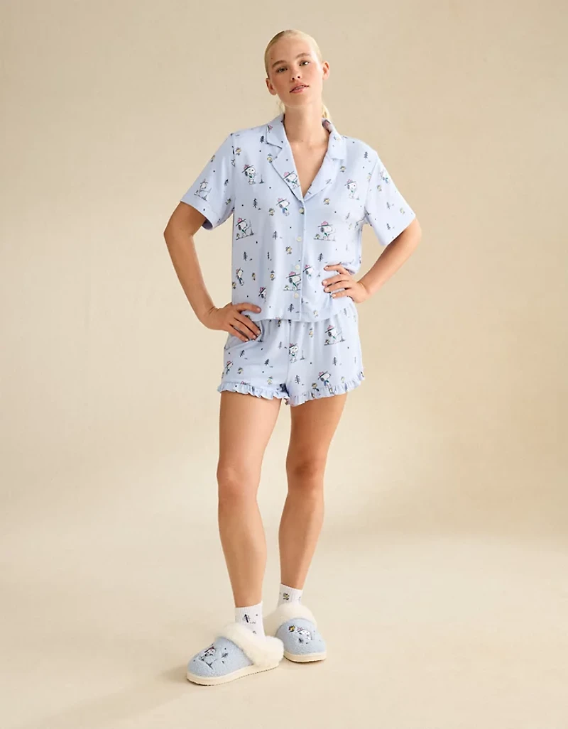 AE Luxe Plush Button-Up PJ Set
