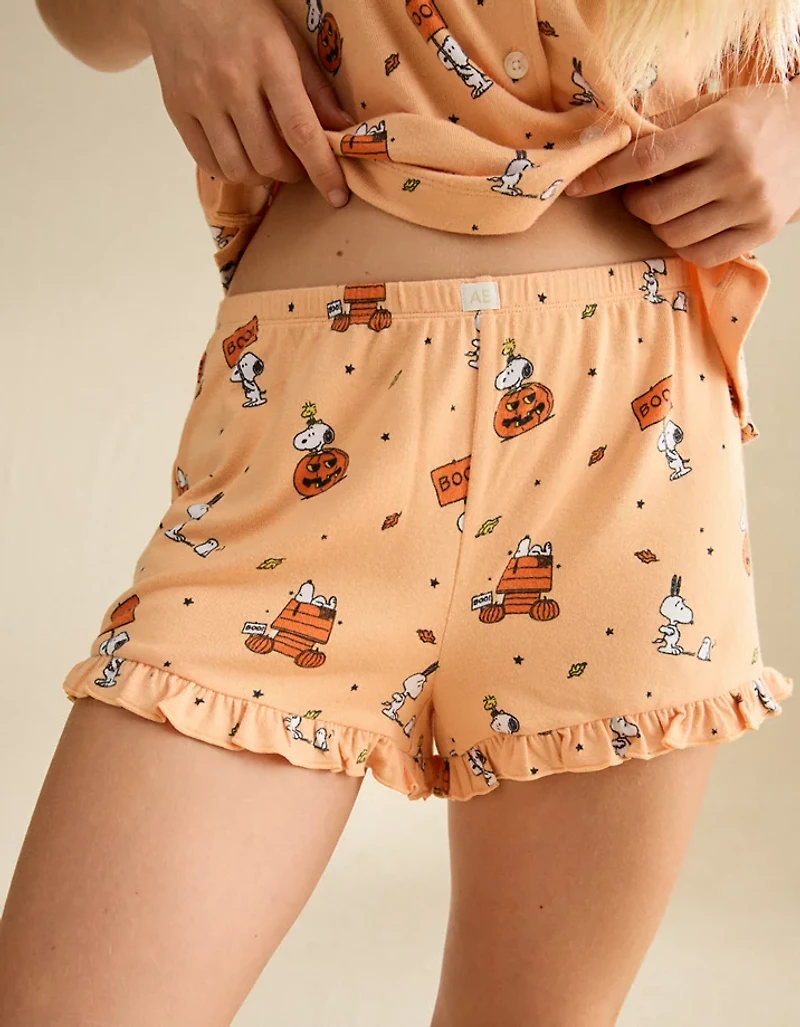 AE Luxe Plush Snoopy Button-Up PJ Set