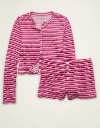 AE Luxe Plush Cardigan & Short PJ Set