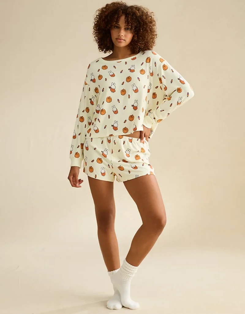 AE Luxe Plush Miffy Long Sleeve + Short PJ Set