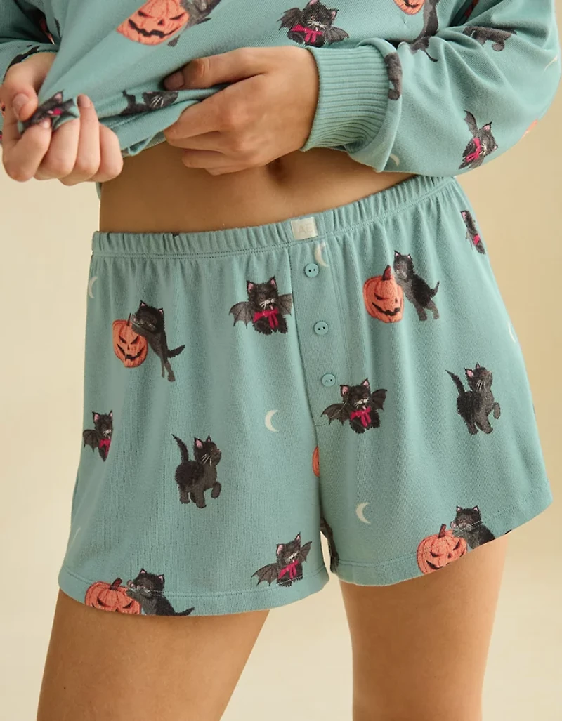 Pyjama pelucheux à manches longues et courtes Luxe AE