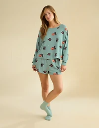 Pyjama pelucheux à manches longues et courtes Luxe AE