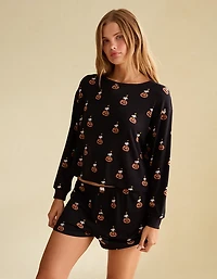 AE Luxe Plush Long Sleeve + Short PJ Set