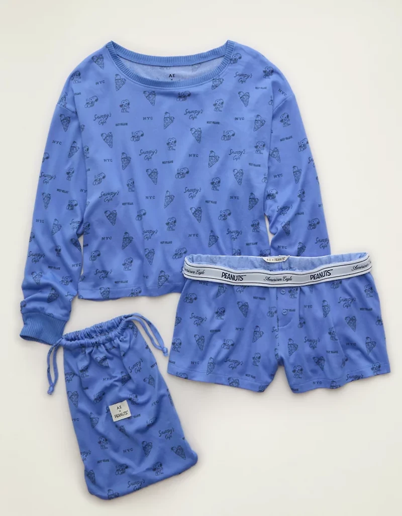 AE Ensemble pyjama court et à manches longues pelucheux Snoopy Luxe