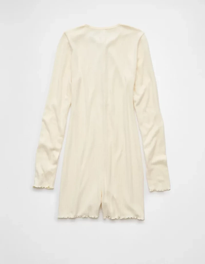 AE Long-Sleeve Henley Lounge Romper