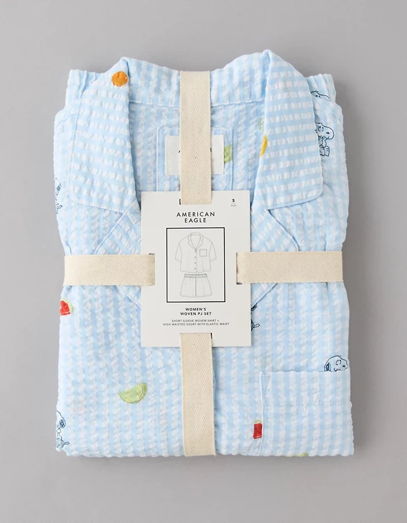 Pyjama en crépon de coton à motif fruits Snoopy AE