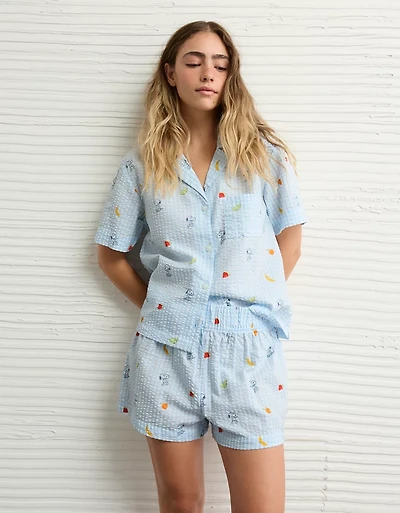 Pyjama en crépon de coton à motif fruits Snoopy AE