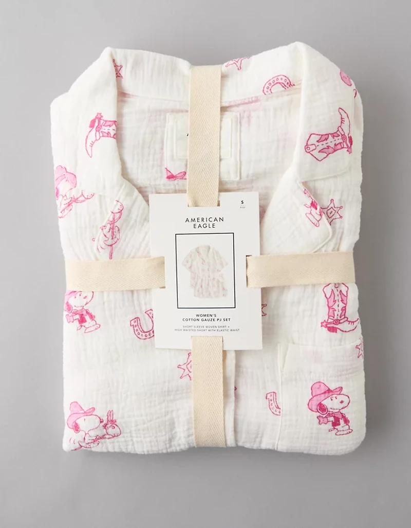 AE Snoopy Western Cotton Gauze PJ Set