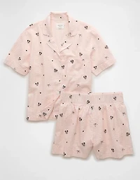 Pyjama en crépon de coton à motif Mickey et Minnie Mouse AE