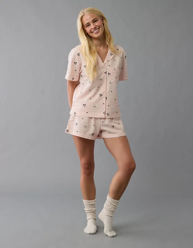 Pyjama en crépon de coton à motif Mickey et Minnie Mouse AE