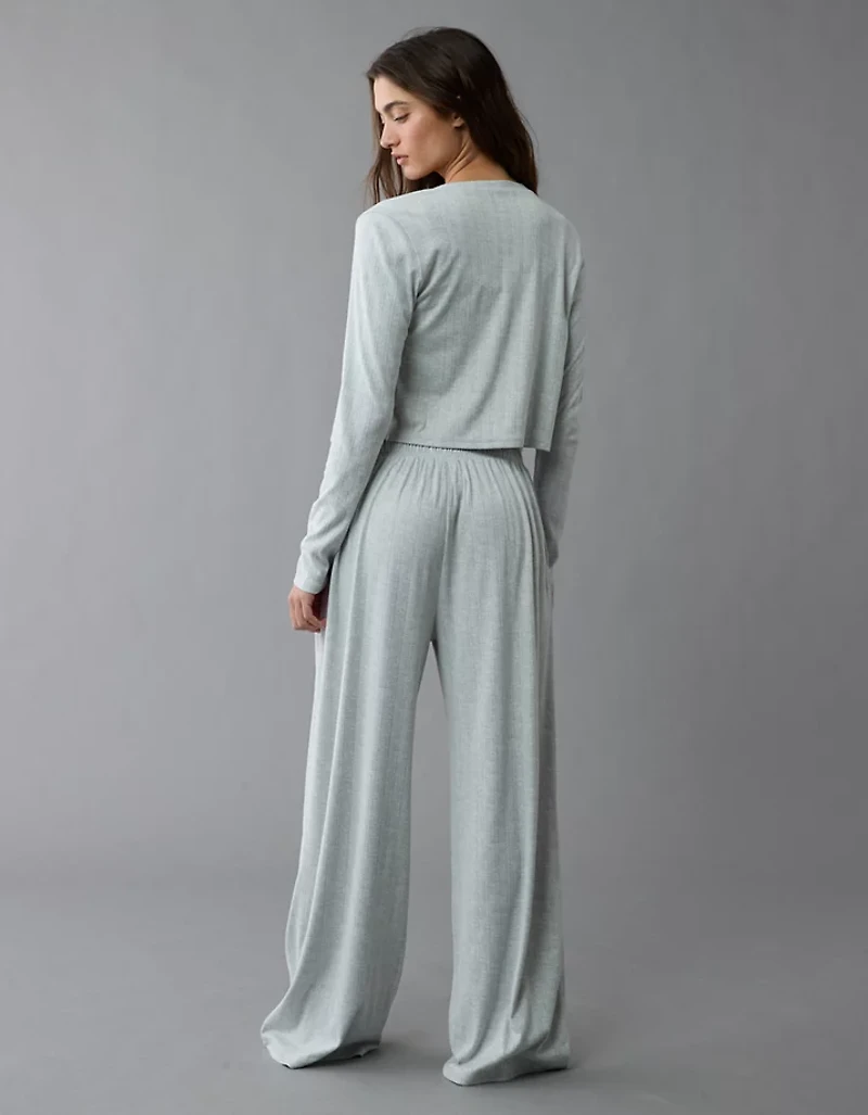 AE 3-Piece Pointelle Plush Cardigan Pajama Set